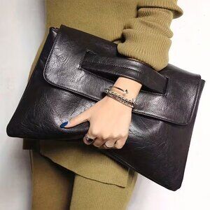 Elegant Black Leather Clutch